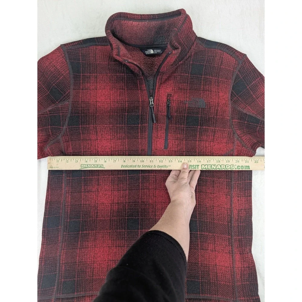 The North Face Gordon Lyons Plaid 1/4 Zip Jacket Mens Medium Red Fleece Gorpcore